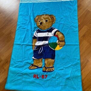 Polo by Ralph Lauren Blue Beach Towel with Bear and Multi-Color Ball